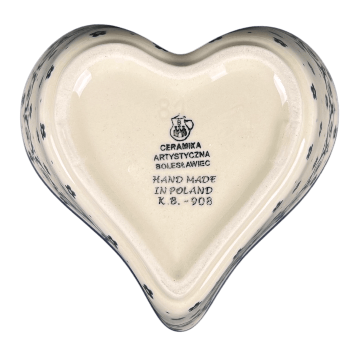 Bowl, Heart-Shaped, Deep, 6" in "Emerald Hearts" by Ceramika Artystyczna | A081-2450X