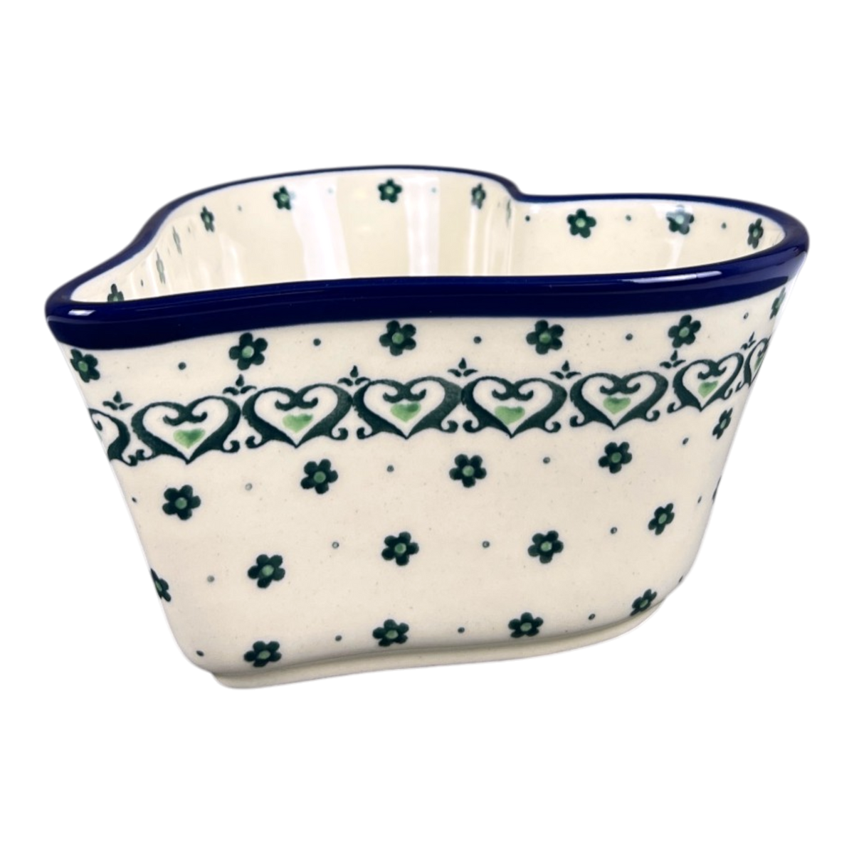 Bowl, Heart-Shaped, Deep, 6" in "Emerald Hearts" by Ceramika Artystyczna | A081-2450X