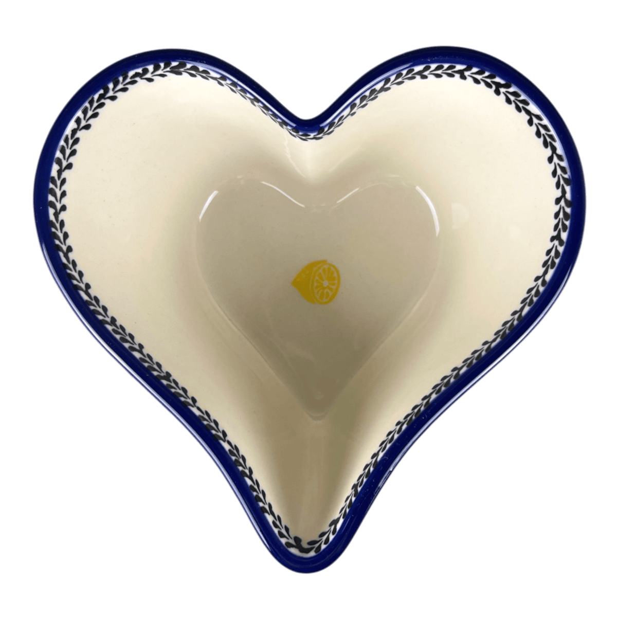 Bowl, Heart-Shaped, Deep, 6" in "Lemons and Leaves" by Ceramika Artystyczna | A081-2749X