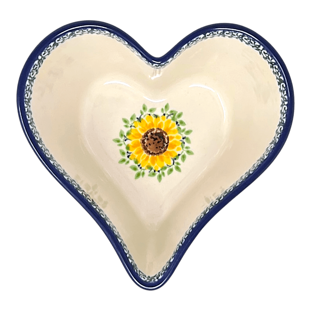 Bowl, Heart-Shaped, Deep, 6" in "Sunflowers" by Ceramika Artystyczna | A081-U4739