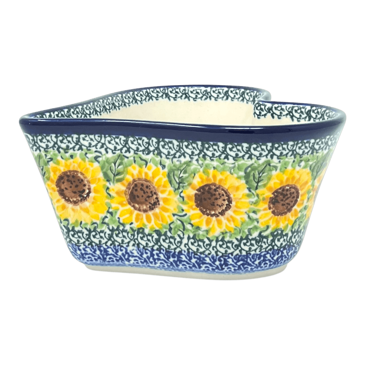 Bowl, Heart-Shaped, Deep, 6" in "Sunflowers" by Ceramika Artystyczna | A081-U4739