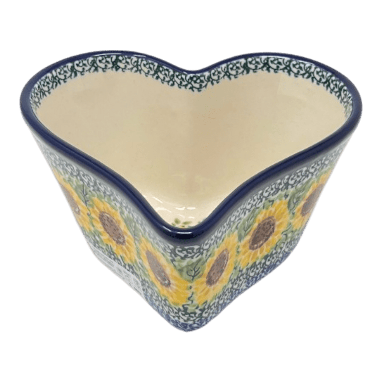 Bowl, Heart-Shaped, Deep, 6" in "Sunflowers" by Ceramika Artystyczna | A081-U4739