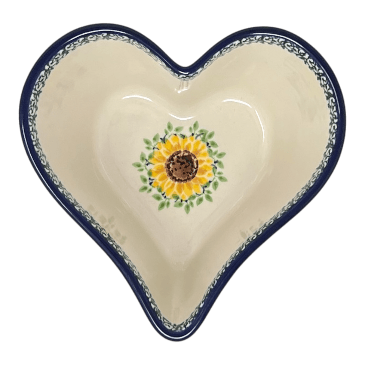 Bowl, Heart-Shaped, Deep, 6" in "Sunflowers" by Ceramika Artystyczna | A081-U4739