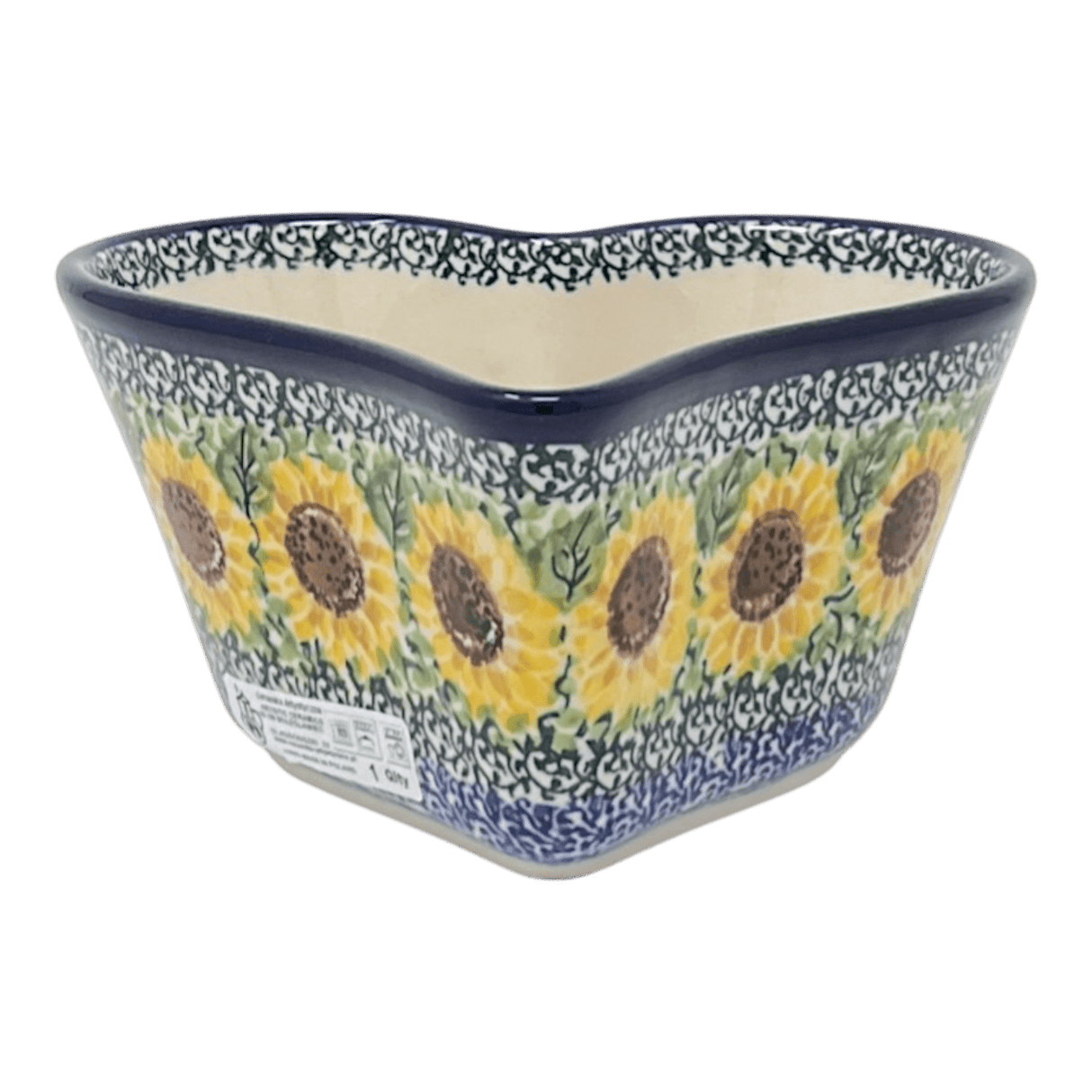 Bowl, Heart-Shaped, Deep, 6" in "Sunflowers" by Ceramika Artystyczna | A081-U4739
