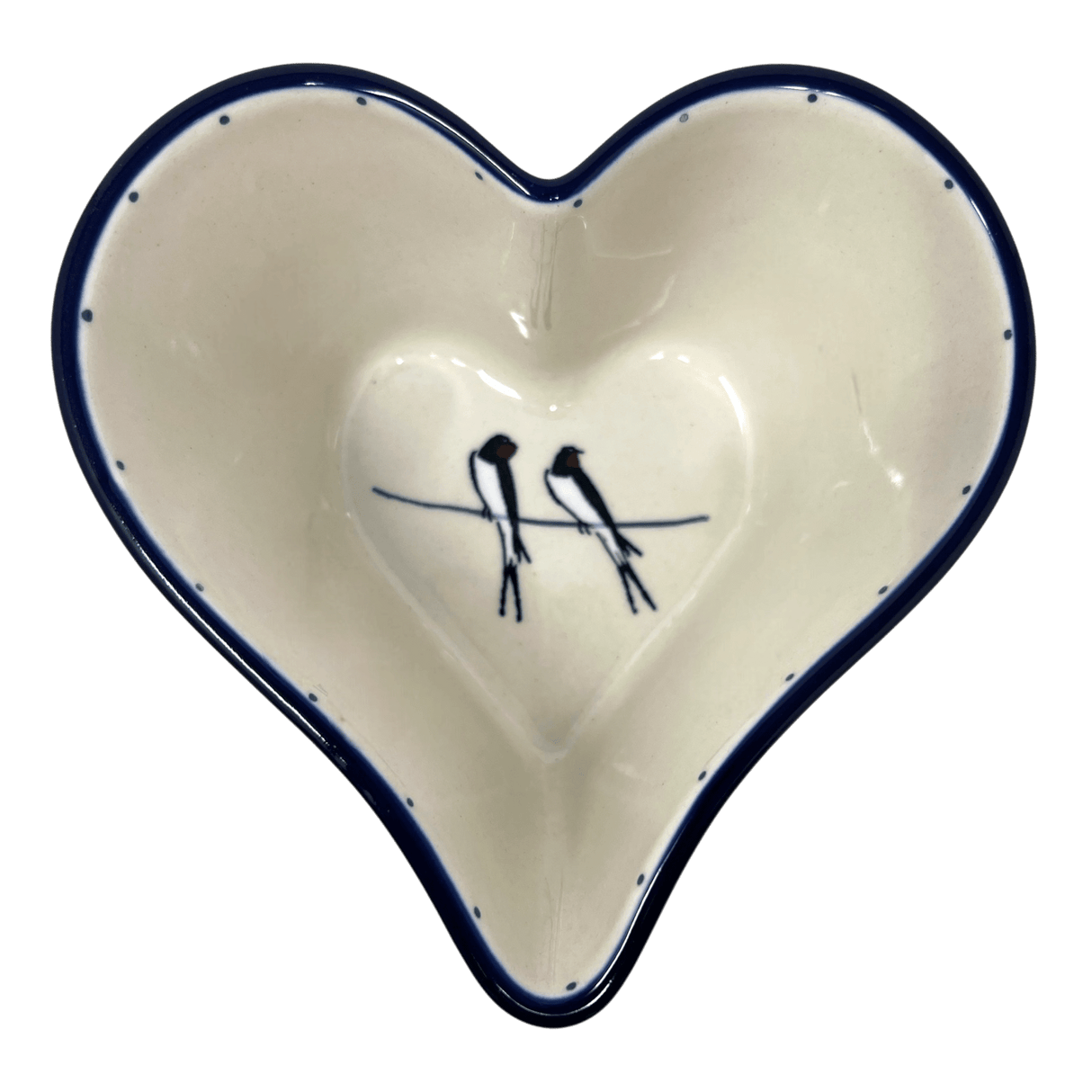 Bowl, Heart-Shaped, Deep, 6" in "Birds on a Wire" by Ceramika Artystyczna | A081-U4831