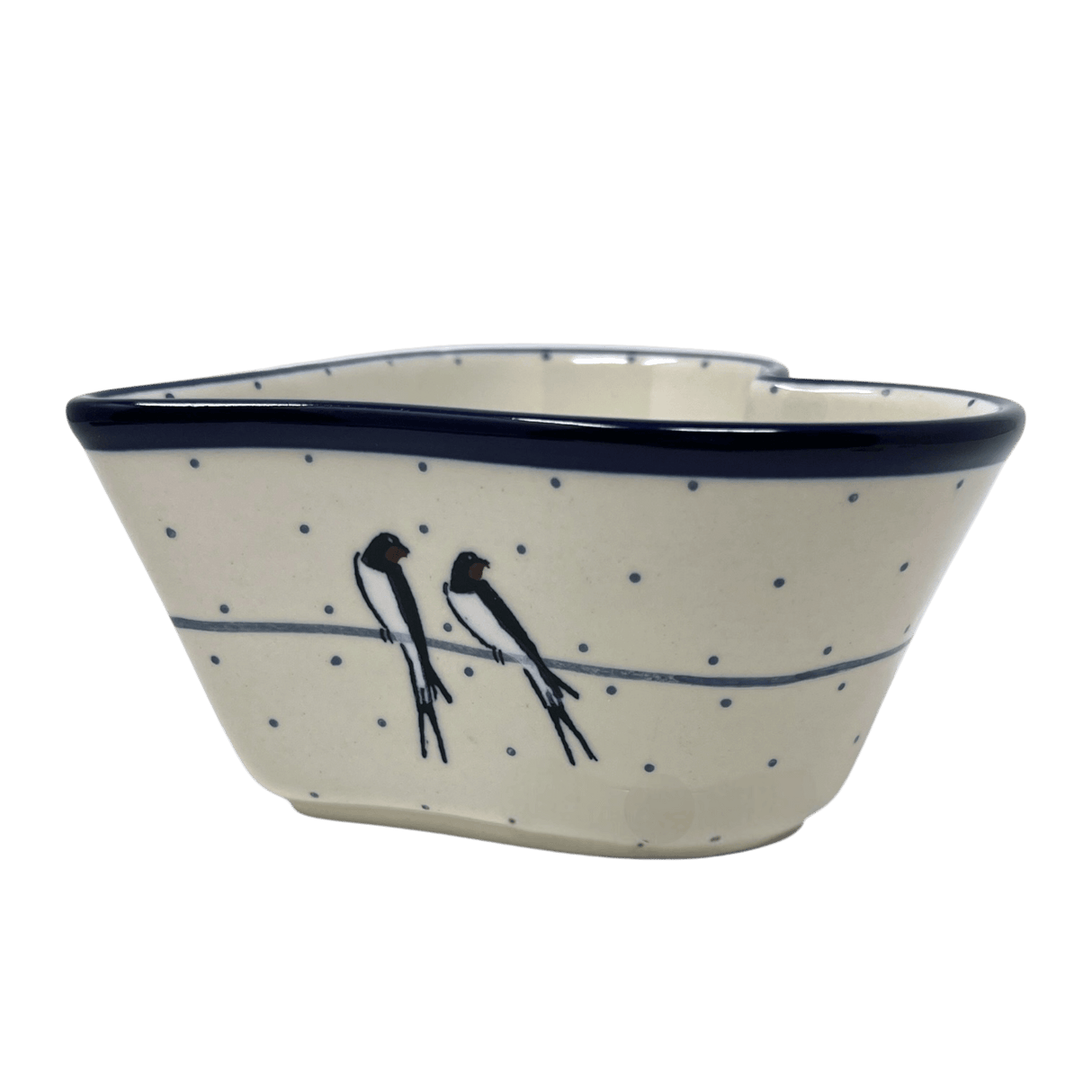 Bowl, Heart-Shaped, Deep, 6" in "Birds on a Wire" by Ceramika Artystyczna | A081-U4831