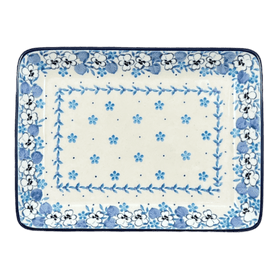Polish Pottery CA 9.5" x 7" Tray (Pansy Blues) | A111-2346X Additional Image at PolishPotteryOutlet.com