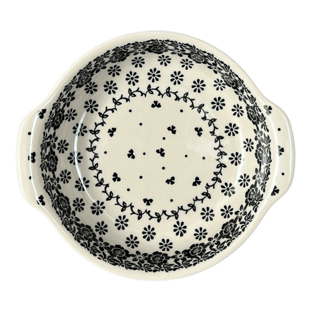 Casserole, Round, Small, 6.5" x 7.25" in "Black Bouquet" by Ceramika Artystyczna | A142-2314
