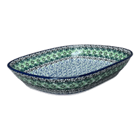 A picture of a Polish Pottery CA 9" x 10.5" Baker (Ring of Green) | A158-1479X as shown at PolishPotteryOutlet.com/products/9-x-10-5-baker-ring-of-green-a158-1479x