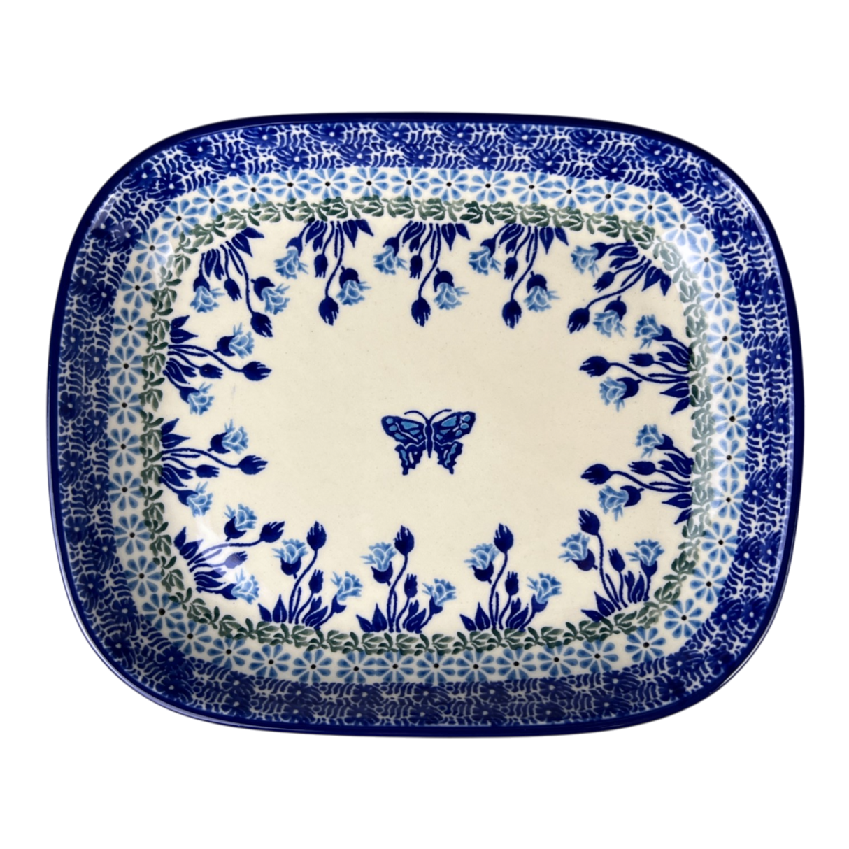 Baker, Rectangular, 7.5" x 9" in "Butterfly Tulips" by Ceramika Artystyczna | A159-1937X