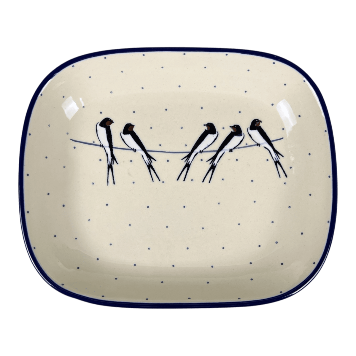 Baker, Rectangular, 7.5" x 9" in "Birds on a Wire" by Ceramika Artystyczna | A159-U4831