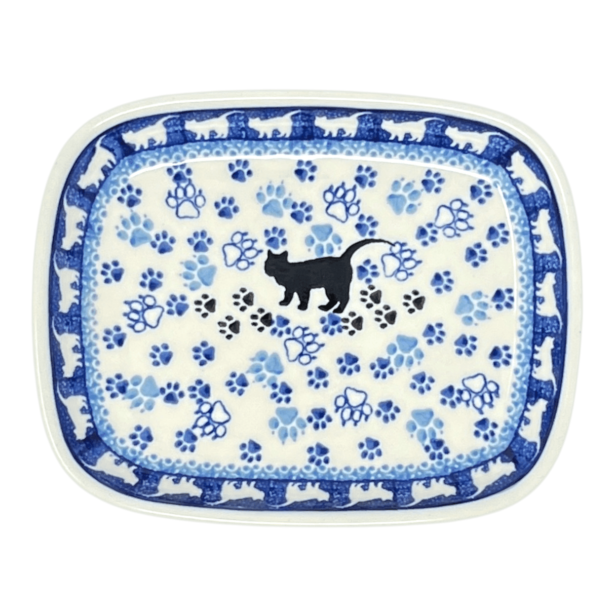 Dish, Shallow, 5.75" x 7" in "Cat Tracks" by Ceramika Artystyczna | A160-1771