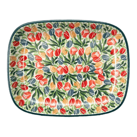 Polish Pottery CA 5.75" x 7" Shallow Dish (Tulip Burst) | A160-U4226 Additional Image at PolishPotteryOutlet.com