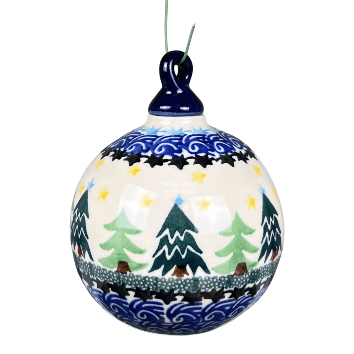 Ornament, Ball, 3" Large in "Starlit Forest" by Ceramika Artystyczna | A184-1284X