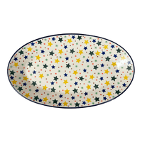 A picture of a Polish Pottery CA 14.75" x 8.5" Oval Platter (Star Shower) | A205-359X as shown at PolishPotteryOutlet.com/products/14-75-x-8-5-oval-platter-star-shower-a205-359x