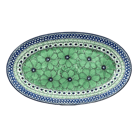 Polish Pottery CA 14.75" x 8.5" Oval Platter (Green Goddess) | A205-U408A Additional Image at PolishPotteryOutlet.com