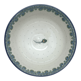 Polish Pottery CA Deep 10" Pedestal Bowl (Peacock Plume) | A215-2218X Additional Image at PolishPotteryOutlet.com