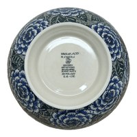 A picture of a Polish Pottery CA Deep 10" Pedestal Bowl (Blue Dahlia) | A215-U1473 as shown at PolishPotteryOutlet.com/products/deep-10-pedestal-bowl-blue-dahlia-a215-u1473