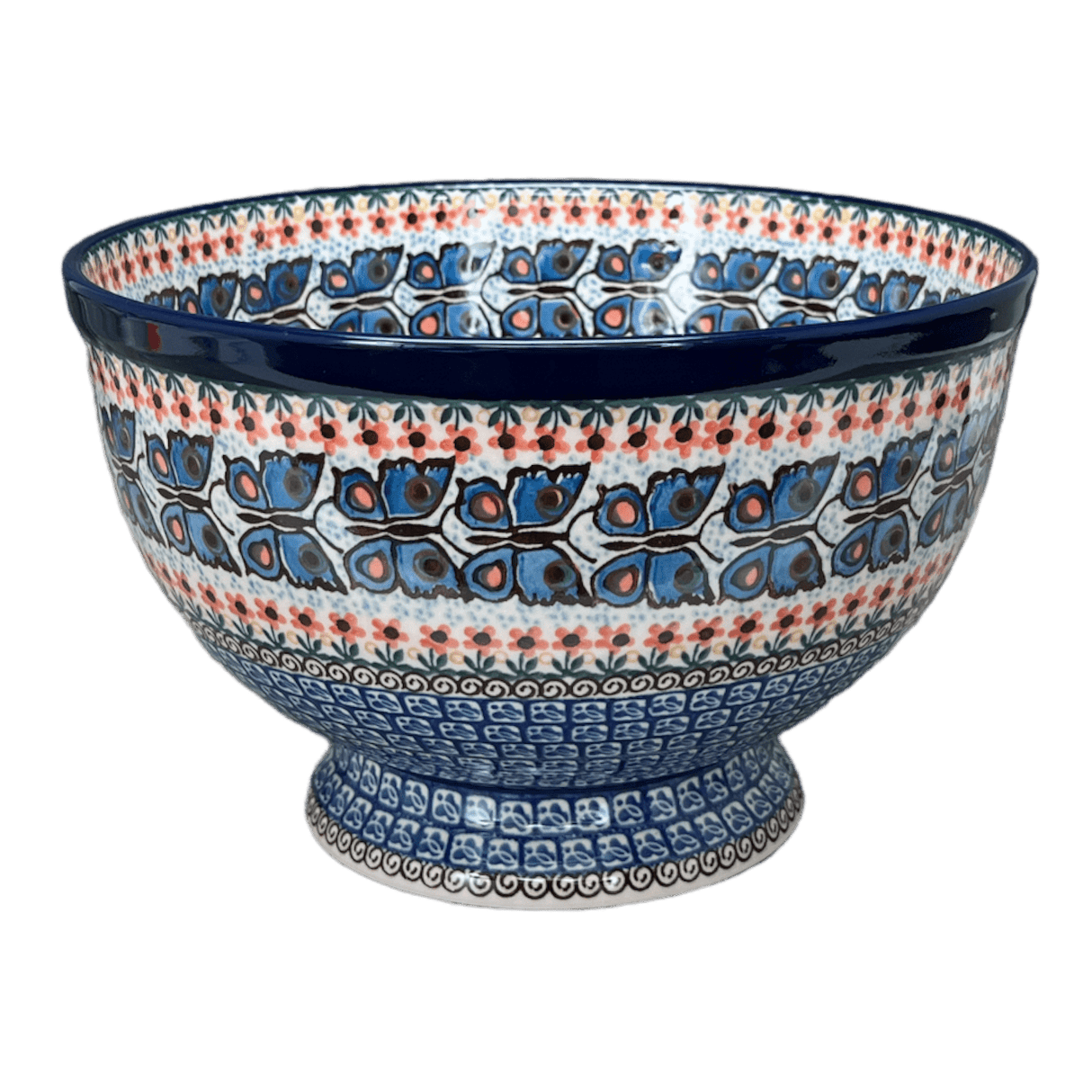 Bowl, Round, Deep, Pedestal, 10" in "Butterfly Parade" by Ceramika Artystyczna | A215-U1493