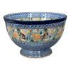 Polish Pottery CA Deep 10" Pedestal Bowl (Poseidon's Treasure) | A215-U1899 at PolishPotteryOutlet.com