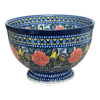 Polish Pottery CA Deep 10" Pedestal Bowl (Regal Roosters) | A215-U2617 at PolishPotteryOutlet.com