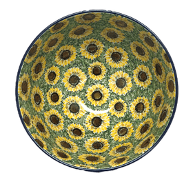 Polish Pottery CA Deep 10" Pedestal Bowl (Sunflower Field) | A215-U4737 Additional Image at PolishPotteryOutlet.com
