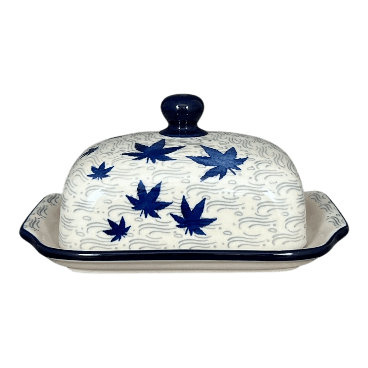 Butter Dish, 7" x 5.5" in "Blue Sweetgum" by Ceramika Artystyczna | A295-2545X