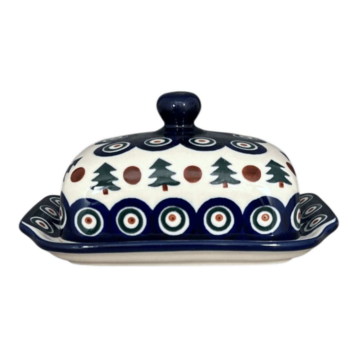 Butter Dish, 7" x 5.5" in "Peacock Pine" by Ceramika Artystyczna | A295-366X
