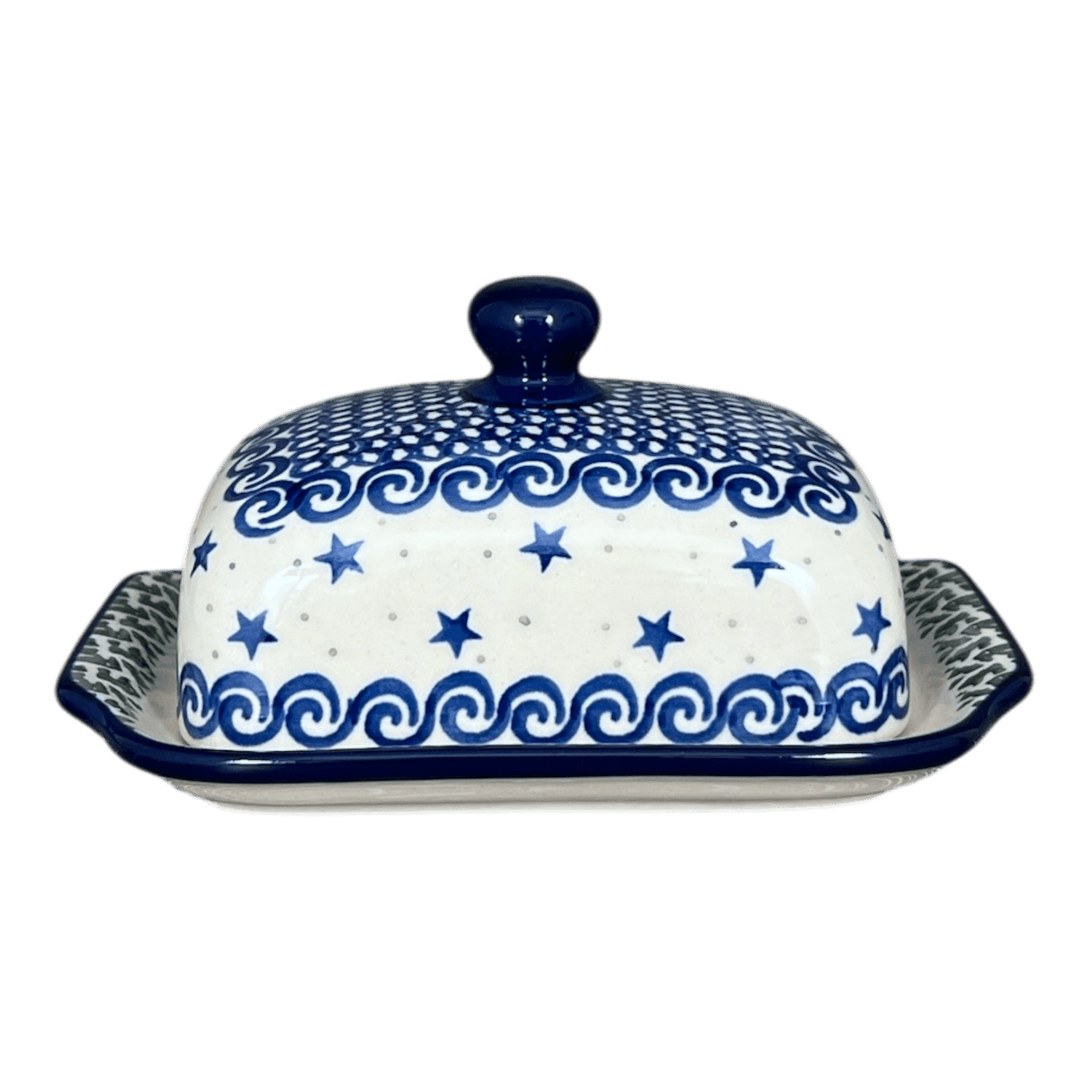 Butter Dish, 7" x 5.5" in "Starry Sea" by Ceramika Artystyczna | A295-454C