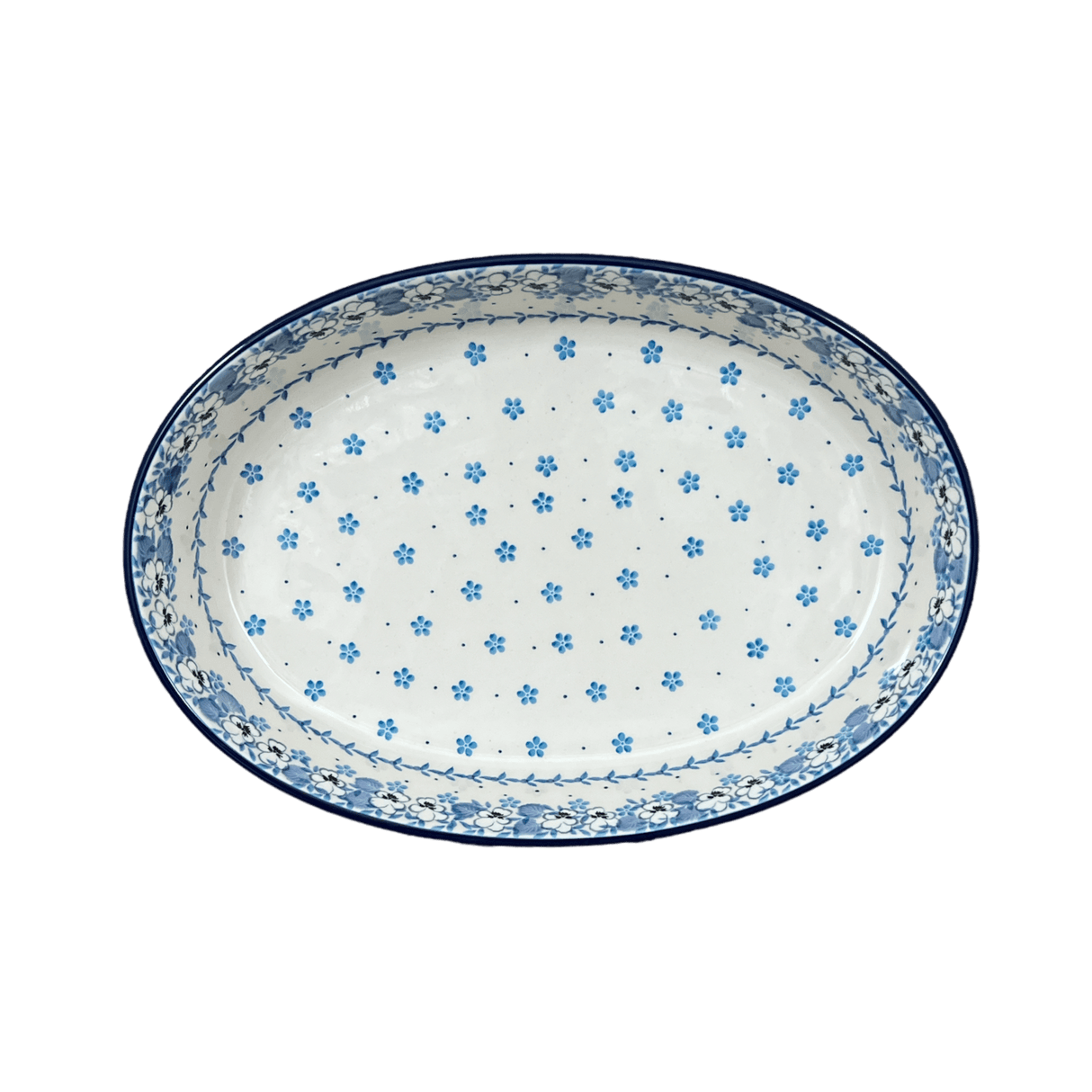 Baker, Oval, 13.75" x 9.25" in "Pansy Blues" by Ceramika Artystyczna | A296-2346X