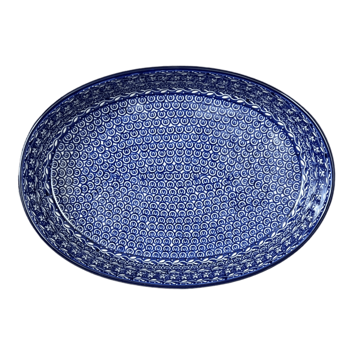 Baker, Oval, 13.75" x 9.25" in "Wavy Blues" by Ceramika Artystyczna | A296-905X