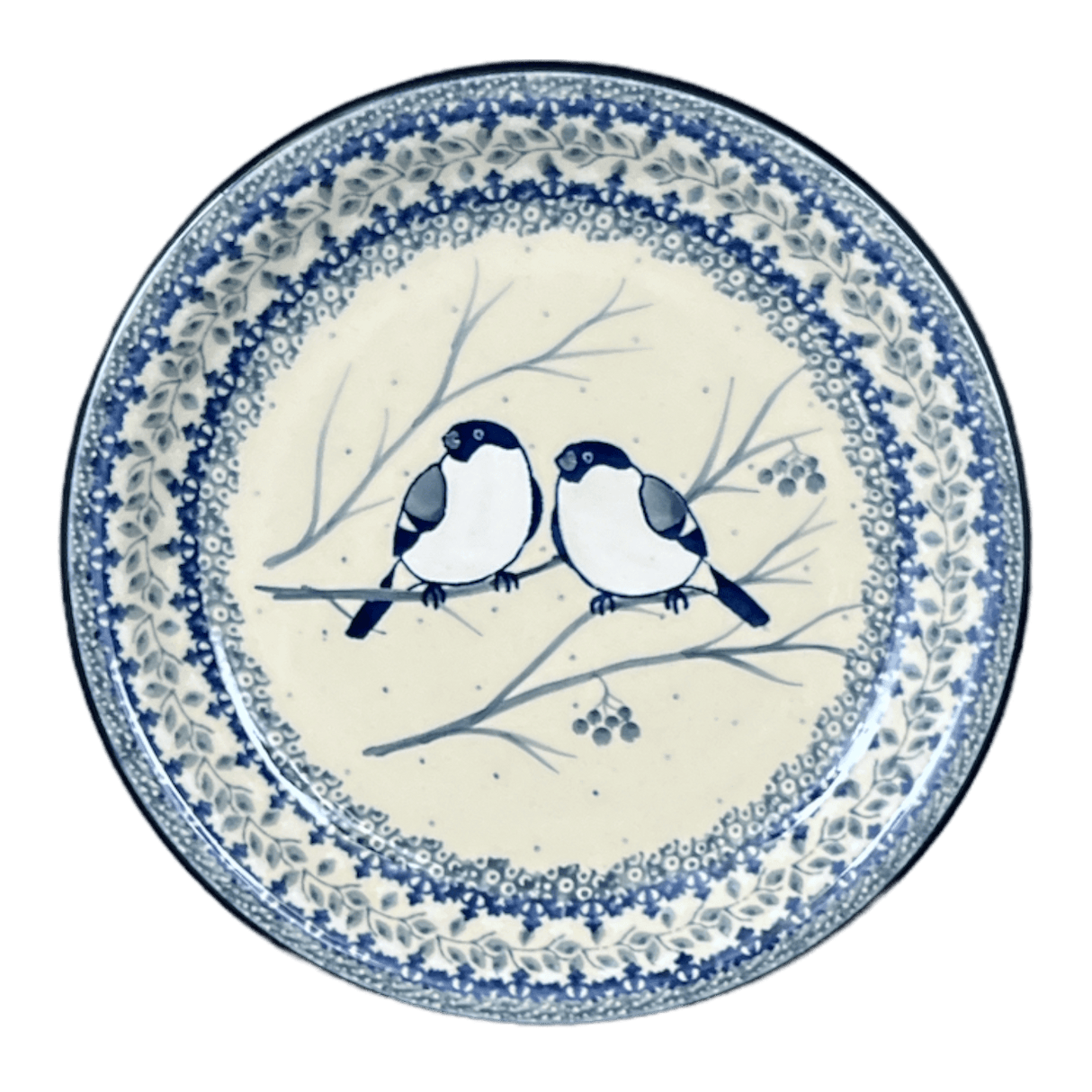 Plate, Round, Salad, 8" in "Bullfinch on Blue" by Ceramika Artystyczna | A337-U4830