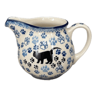 A picture of a Polish Pottery CA 10 oz. Creamer (Cat Tracks) | A341-1771 as shown at PolishPotteryOutlet.com/products/10-oz-creamer-cat-tracks-a341-1771