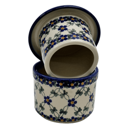 Polish Pottery Butter Crock (Blue Lattice) | NDA344-6 Additional Image at PolishPotteryOutlet.com