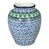 A picture of a Polish Pottery C.A. 6.5" Tall Vase (Ring of Green) | A345-1479X as shown at PolishPotteryOutlet.com/products/6-5-tall-vase-ring-of-green-a345-1479x