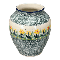 A picture of a Polish Pottery CA 6.5" Tall Vase (Daffodils in Bloom) | A345-2122X as shown at PolishPotteryOutlet.com/products/6-5-tall-vase-daffodils-in-bloom-a345-2122x