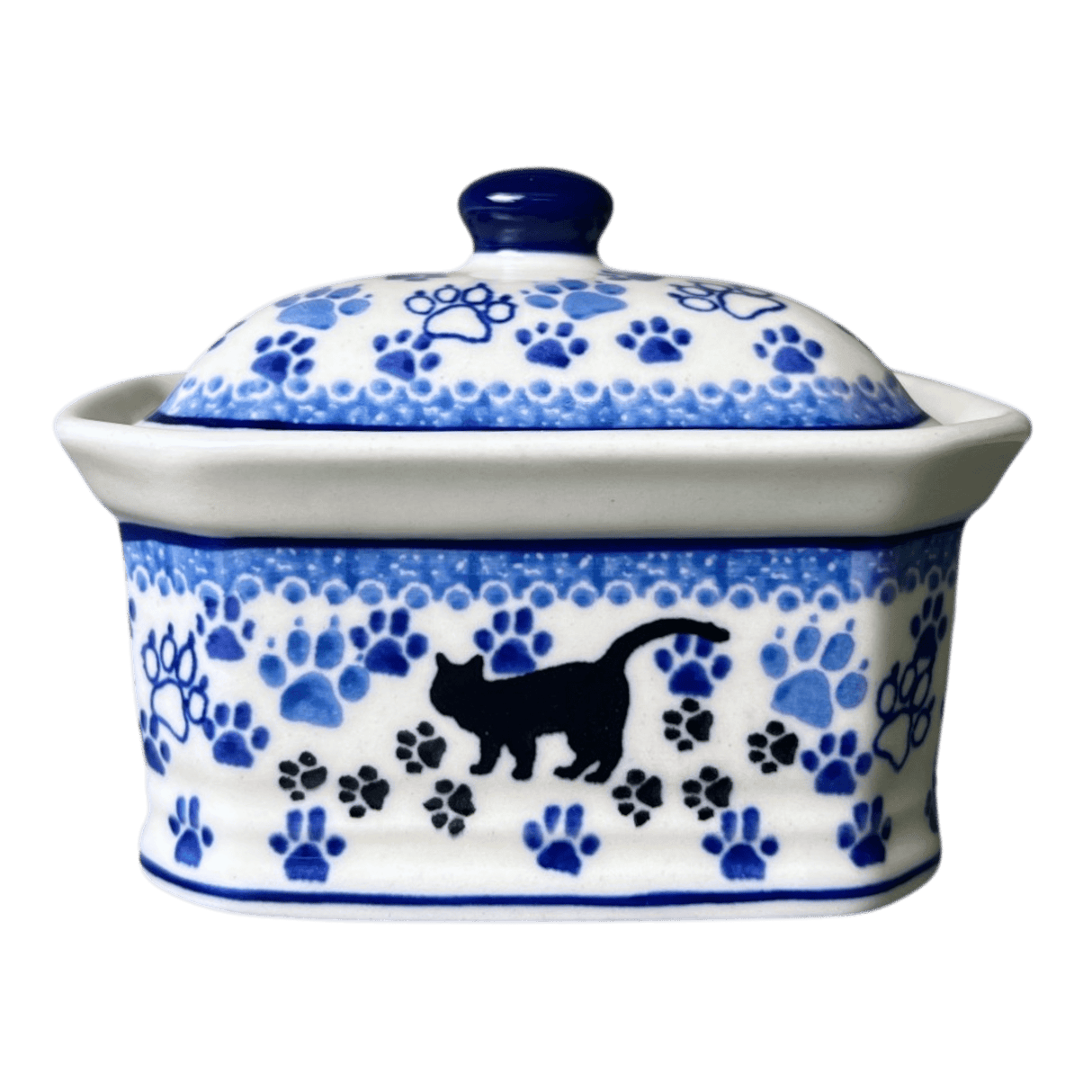 Canister, Rectangular, Small, 4.5" x 3.5" in "Cat Tracks" by Ceramika Artystyczna | A385-1771