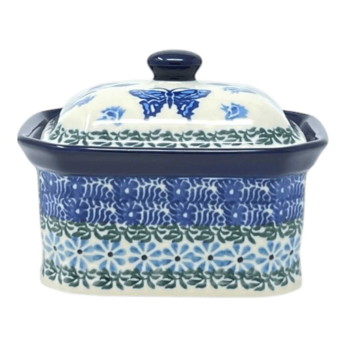 Canister, Rectangular, Small, 4.5" x 3.5" in "Butterfly Tulips" by Ceramika Artystyczna | A385-1937X