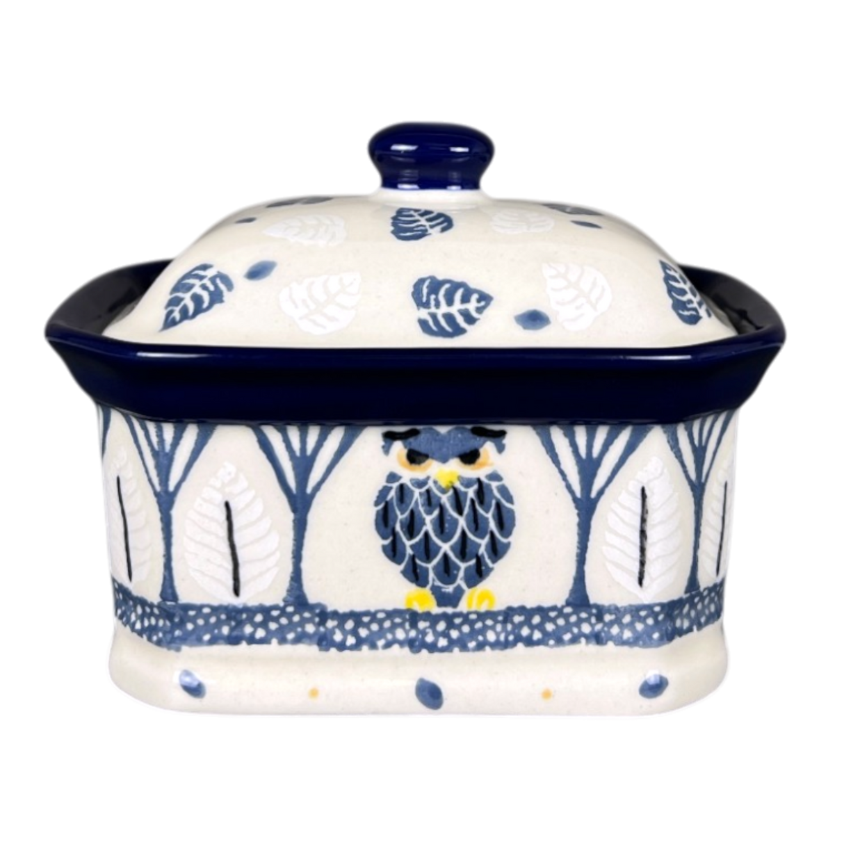 Canister, Rectangular, Small, 4.5" x 3.5" in "Lone Owl" by Ceramika Artystyczna | A385-3326X
