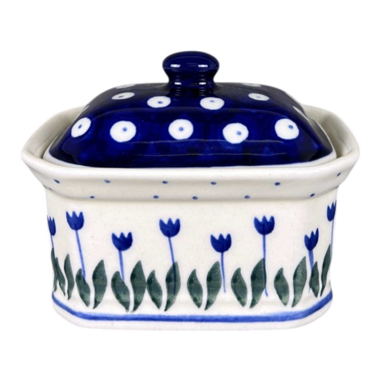 Canister, Rectangular, Small, 4.5" x 3.5" in "Tulip Dot" by Ceramika Artystyczna | A385-377Z