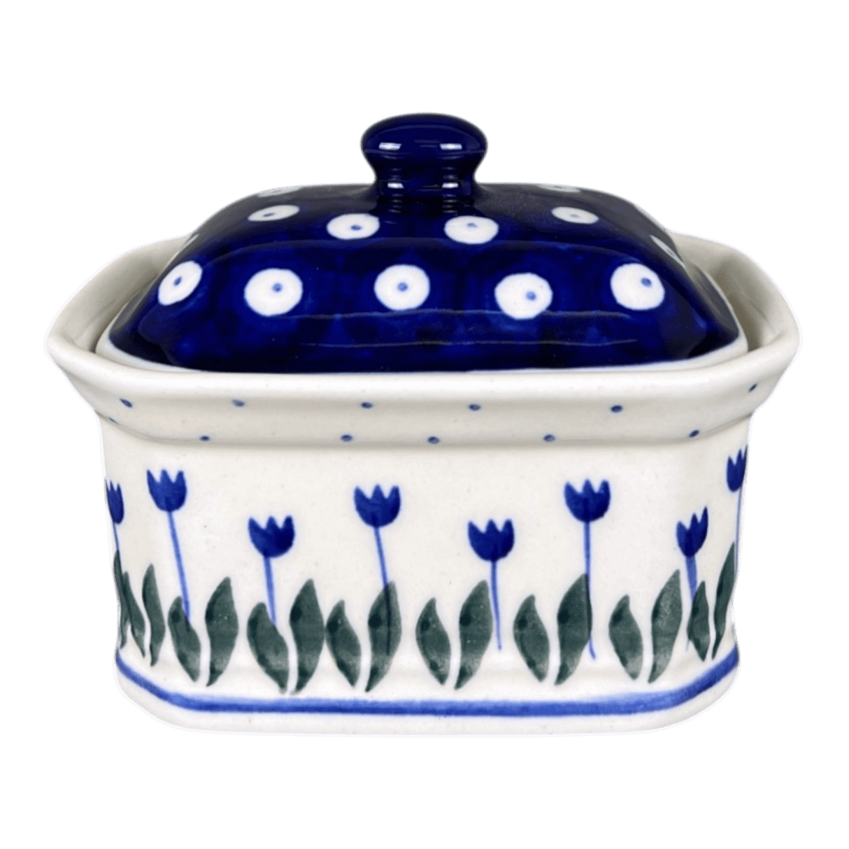 Canister, Rectangular, Small, 4.5" x 3.5" in "Tulip Dot" by Ceramika Artystyczna | A385-377Z