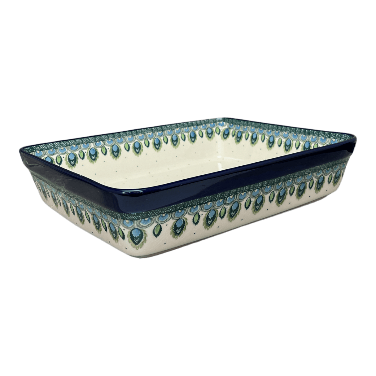 Baker, Lasagna Pan, 10.25" x 12.75" in "Peacock Plume" by Ceramika Artystyczna | A406-2218X