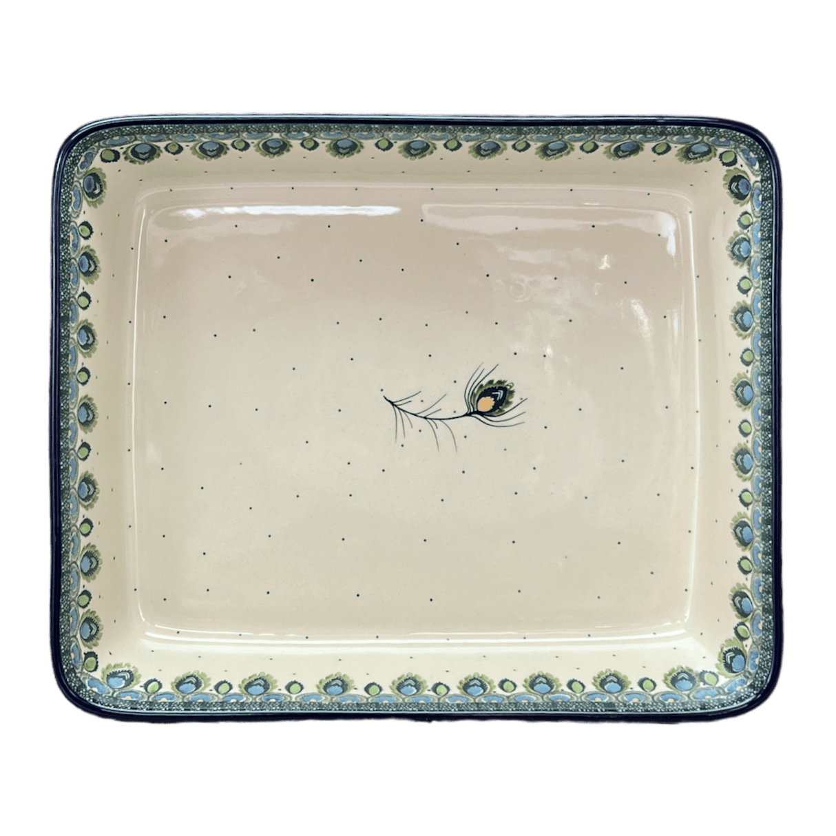 Baker, Lasagna Pan, 10.25" x 12.75" in "Peacock Plume" by Ceramika Artystyczna | A406-2218X