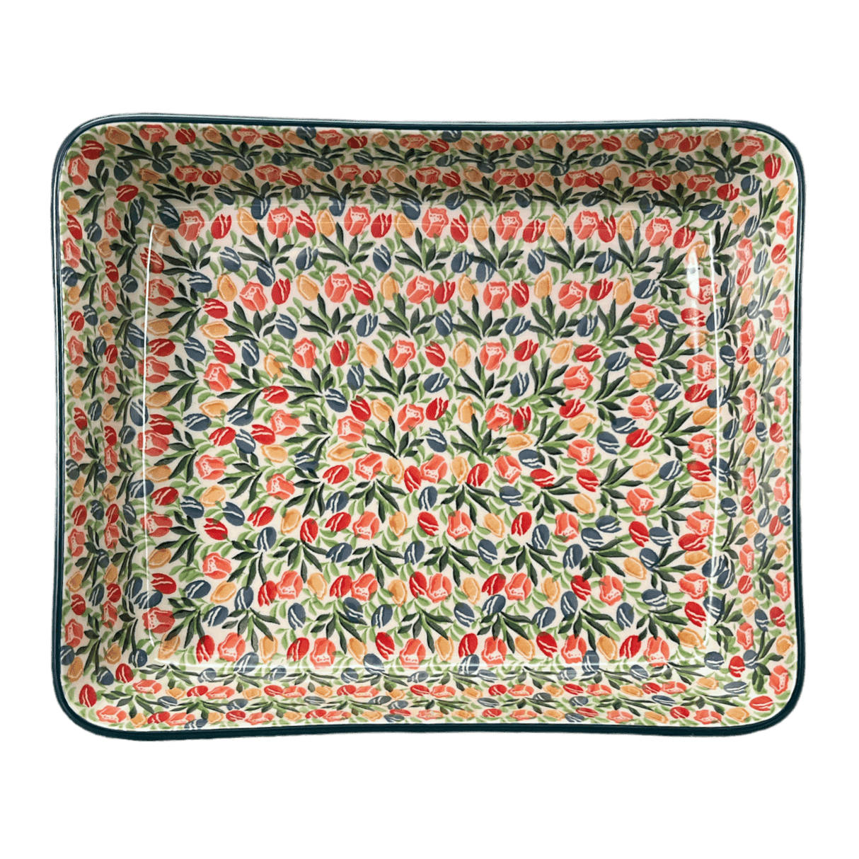 Baker, Lasagna Pan, 10.25" x 12.75" in "Tulip Burst" by Ceramika Artystyczna | A406-U4226