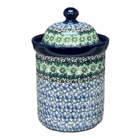 A picture of a Polish Pottery CA 1 Liter Canister (Ring of Green) | A491-1479X as shown at PolishPotteryOutlet.com/products/1-liter-canister-ring-of-green-a491-1479x