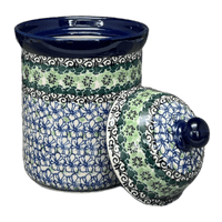 A picture of a Polish Pottery CA 1 Liter Canister (Ring of Green) | A491-1479X as shown at PolishPotteryOutlet.com/products/1-liter-canister-ring-of-green-a491-1479x