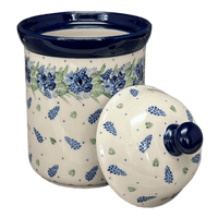 A picture of a Polish Pottery CA 1 Liter Canister (Hyacinth in the Wind) | A491-2037X as shown at PolishPotteryOutlet.com/products/1-liter-canister-hyacinth-in-the-wind-a491-2037x