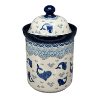 A picture of a Polish Pottery CA 1 Liter Canister (Koi Pond) | A491-2372X as shown at PolishPotteryOutlet.com/products/1-liter-canister-koi-pond-a491-2372x