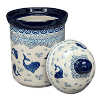 A picture of a Polish Pottery CA 1 Liter Canister (Koi Pond) | A491-2372X as shown at PolishPotteryOutlet.com/products/1-liter-canister-koi-pond-a491-2372x