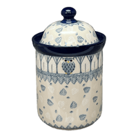 A picture of a Polish Pottery 1 Liter Canister (Lone Owl) | A491-U4872 as shown at PolishPotteryOutlet.com/products/1-liter-canister-lone-owl-a491-u4872